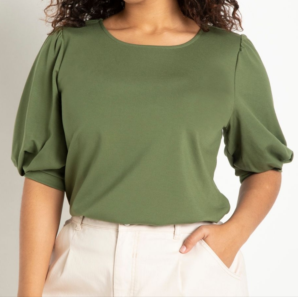 Eloquii Puff Sleeve Ponte Top